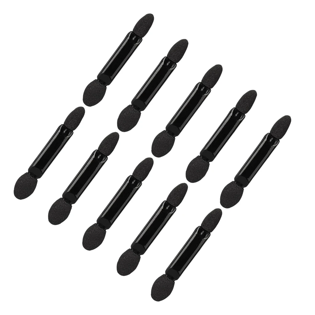 

10pcs Disposable Dual Sided Eyeshadow Brush Sponge Tipped Makeup Applicators, Black