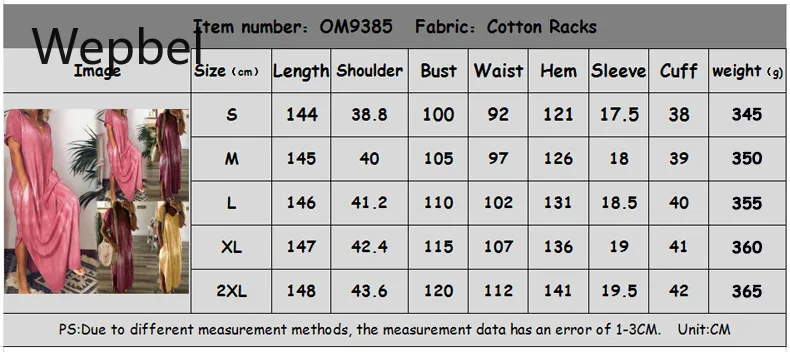 

WEPBEL Printed V-neck Long Dresses Pajamas Short-Sleeved Casual Women Dress Summer Loose Plus Size Dress Solid Color Dress