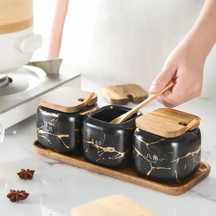 Кухонные аксессуары 3 шт./компл. и поднос с мраморным узором керамическая коробка