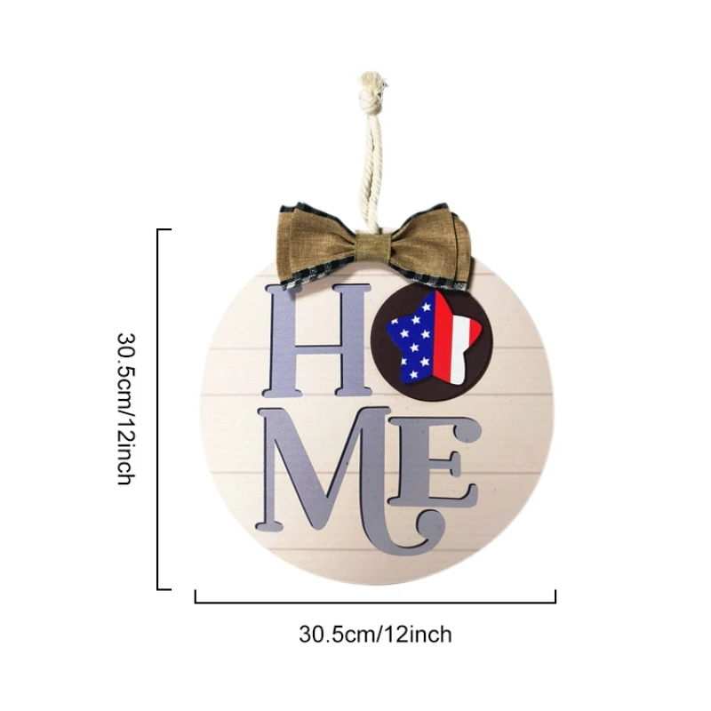 

Welcome Sign Wooden Front Door Independence Day Decoration Seasonal Door Frame Farmhouse Porch Family Wreath Sign