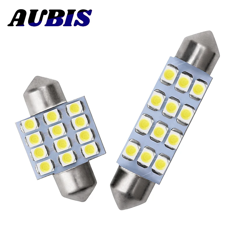 

2pcs Led Lights Festoon C5W 31mm 36mm 39mm 41mm 3528 1210 12SMD LED Reading Light Roof For Auto License Plate Lamp 12V