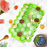 silicone frozen 37 cubes mold tray with ice maker cube 1honeycomb shape lid