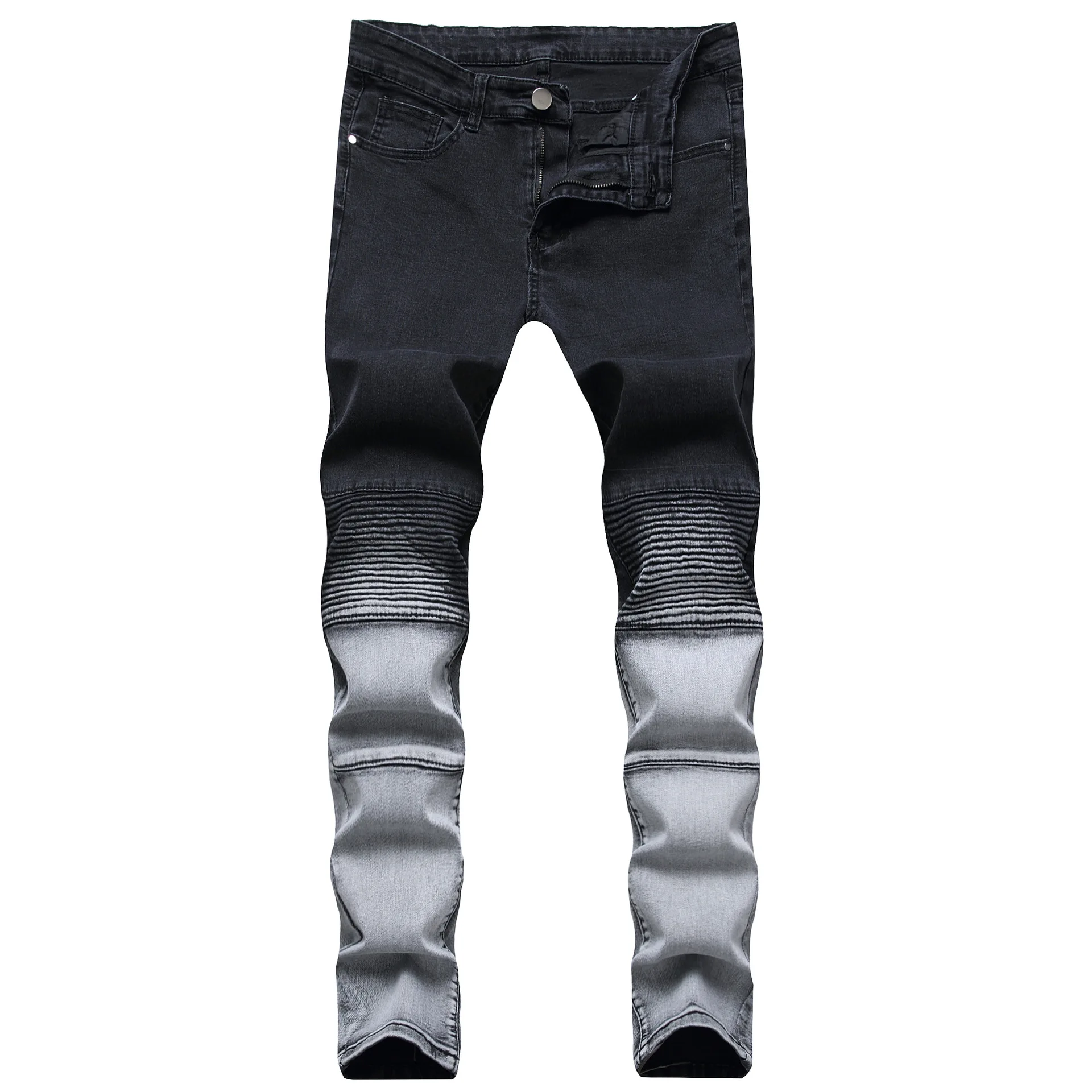 

KB Men's Broken Hole Embroidered Pencil jeans Slim Men Trousers Casual Thin Denim Pants Classic Cowboys Young Man Jogging Pants