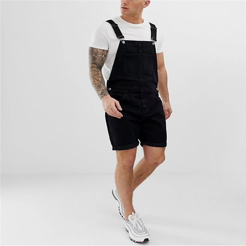 Винтажные рваные мужские джинсы цвета хаки комбинезон шорты модные высокая