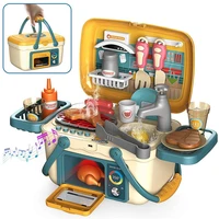 kids bbq grill playset picnic kitchen basket play toys with musics and lights pretend foods cooking role play toys
