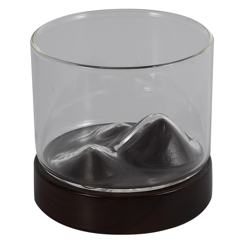 

Irish Whiskey Wine Cup Small Mountain with Wooden Base Unique Gift Glass Cup Whiskey Beer Cup Bar Hotel Drinkware Cup Tea Cup Cu