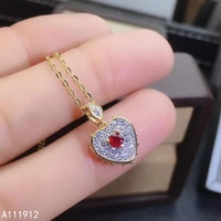 kjjeaxcmy fine jewelry natural ruby 925 sterling silver women gemstone pendant necklace chain support test trendy