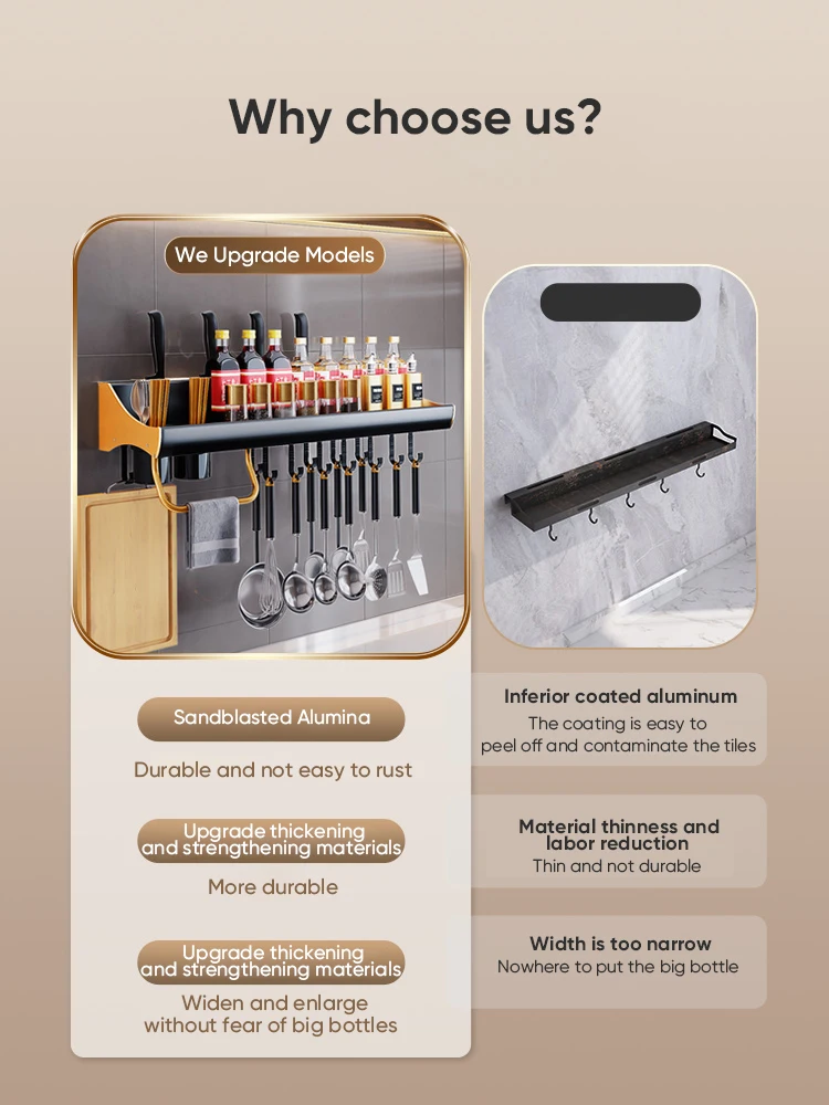 joybos kitchen shelf wall mount free punch multifunctional storage knife holder seasoning supply household storage cabinet jbs18 free global shipping