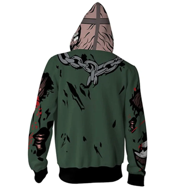 

Green Hoodies Friday The 13th Cosplay Jason Voorhees Male Raglan Freddy Horror Face Creative Mens Pullover Casual Tops