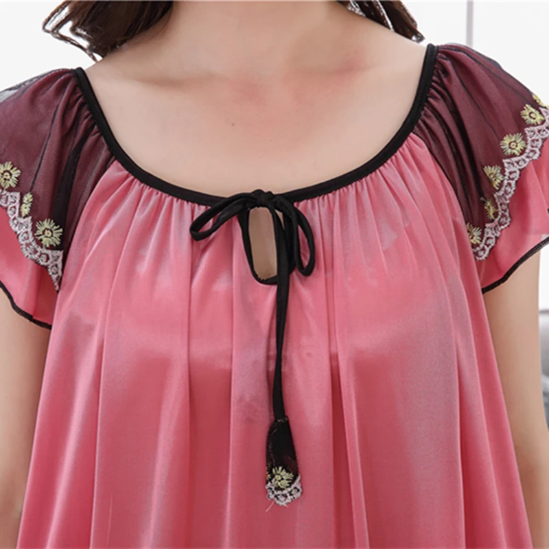 Women Maxi Long Loungewear Sexy Nightgown Ruffle Big Swing Vestido Patchwork Plus Size Lounge Sleep Shirt Drawstring Housecoat