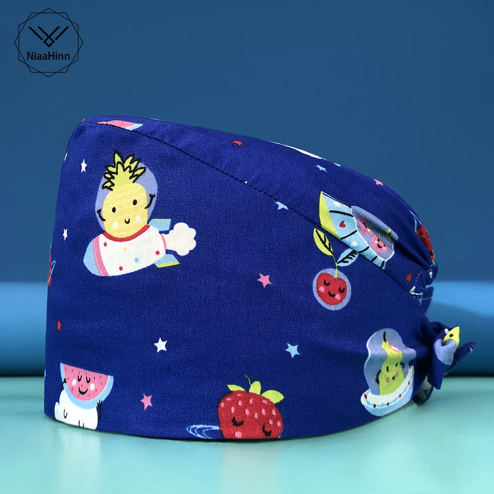

New scrub multicolor pattern cap nutritionist cap scrub housekeeping sweat-absorbent accessories printing Breathable cartoon hat