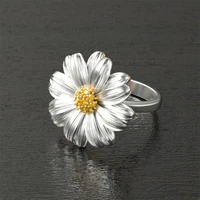classic sunflower for women two tone small daisy purple fashion trend ring wedding engagement jewelry