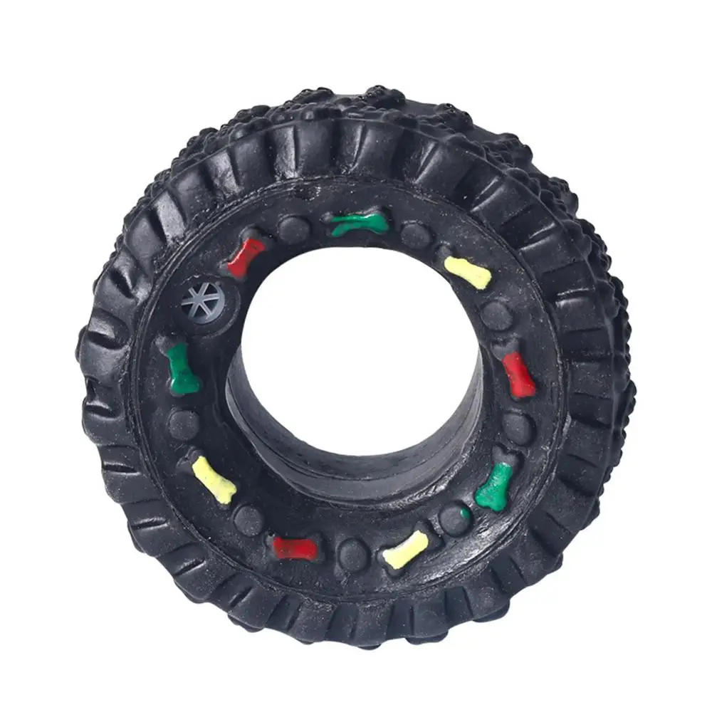 

Tire Shape Pet Chew Sounding Toy Vinyl Squeeze Squeaky Toys Puppy Cleaning Teeth Molar Toy Dog Interactive Training Biting Toys