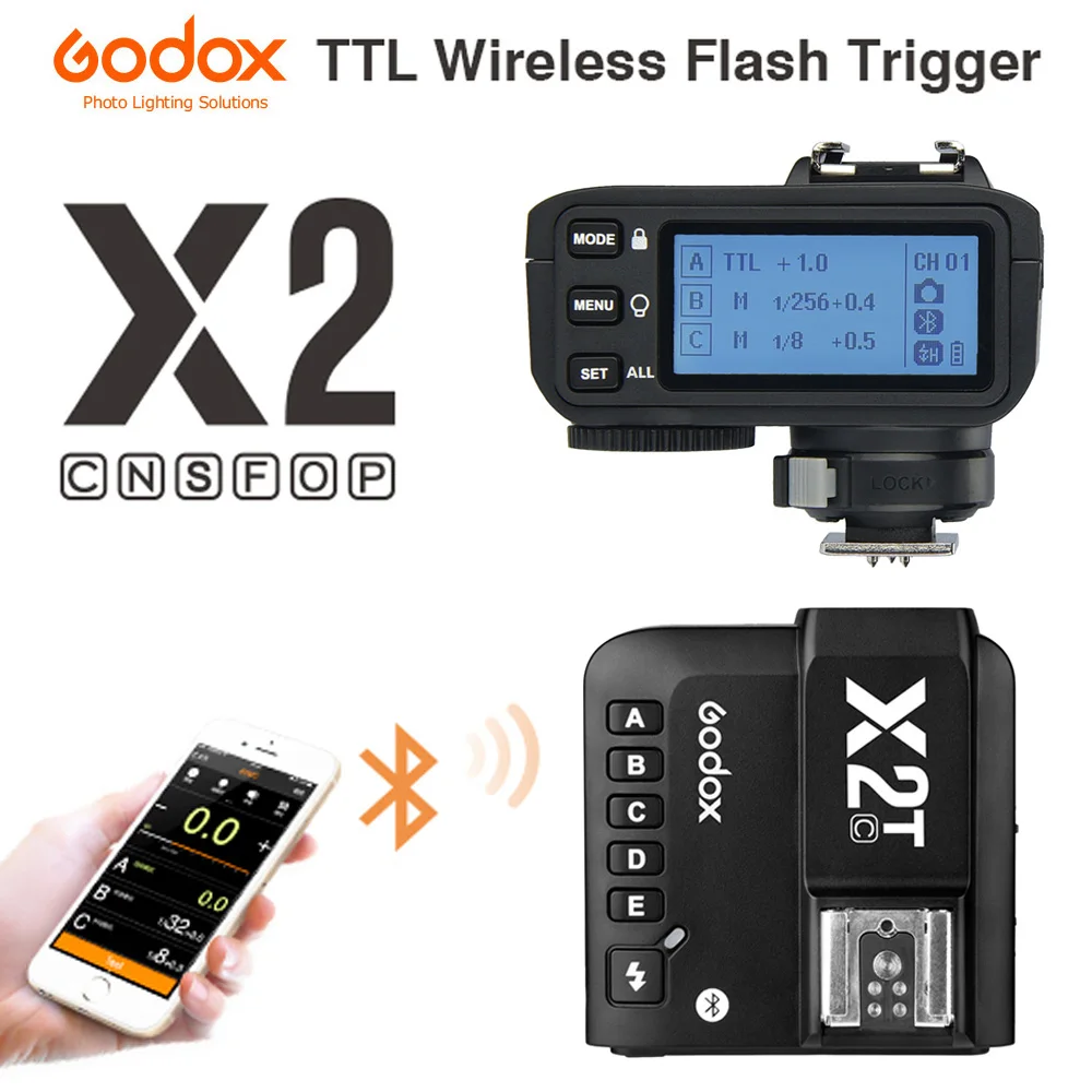 Godox X2T-C X2T-N X2T-S X2T-F X2T-O X2T-P TTL 1/8000s HSS беспроводной триггер для вспышки передатчик Canon