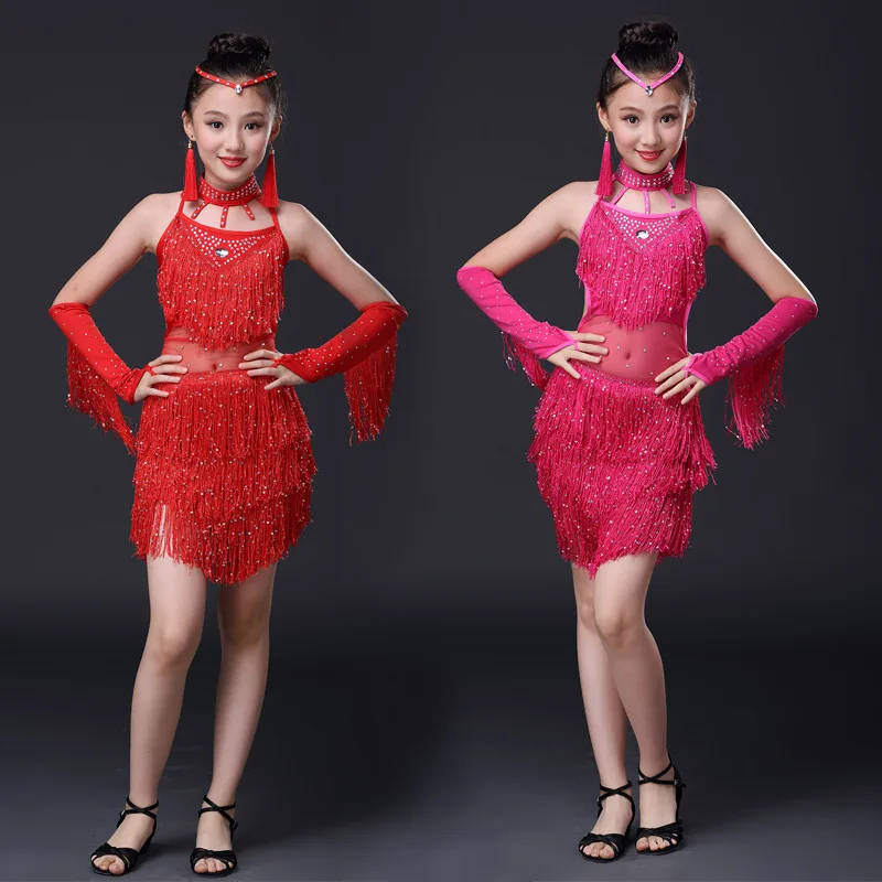 Платье для школьных тренировок девочек платье латиноамериканских танцев с