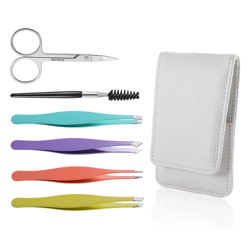 

6Pcs/Set Eyebrow Tweezers Stainless Steel Point Tip/Slant Tip/Flat Tip Hair Removal Makeup Tools Eye Brow Clips Makeup Tool Set