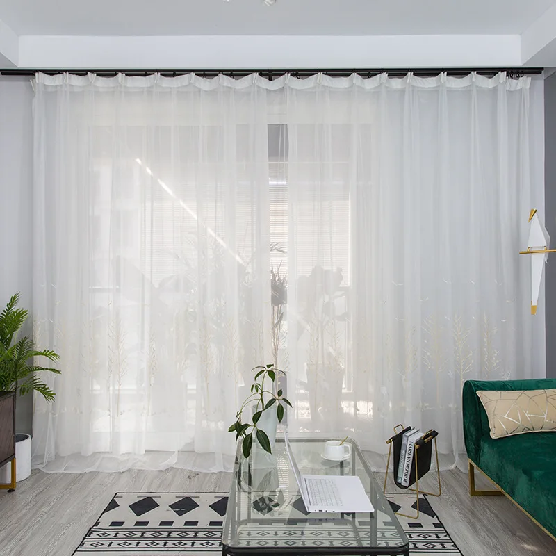 Шторы из тюля с вышивкой оленя в скандинавском стиле занавески для гостиной