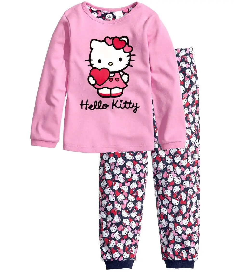 Флуоресцентный зеленый Детские пижамы, комплекты одежды из хлопка, новые детские пижамы с рисунками для девочек, пижамы, домашняя одежда на осень и зиму - Цвет: Флуоресцентный зеленый