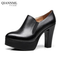 big size 33 43 deep mouth block heels platform shoes woman 2022 high heels pumps women office shoe black shoes ladies
