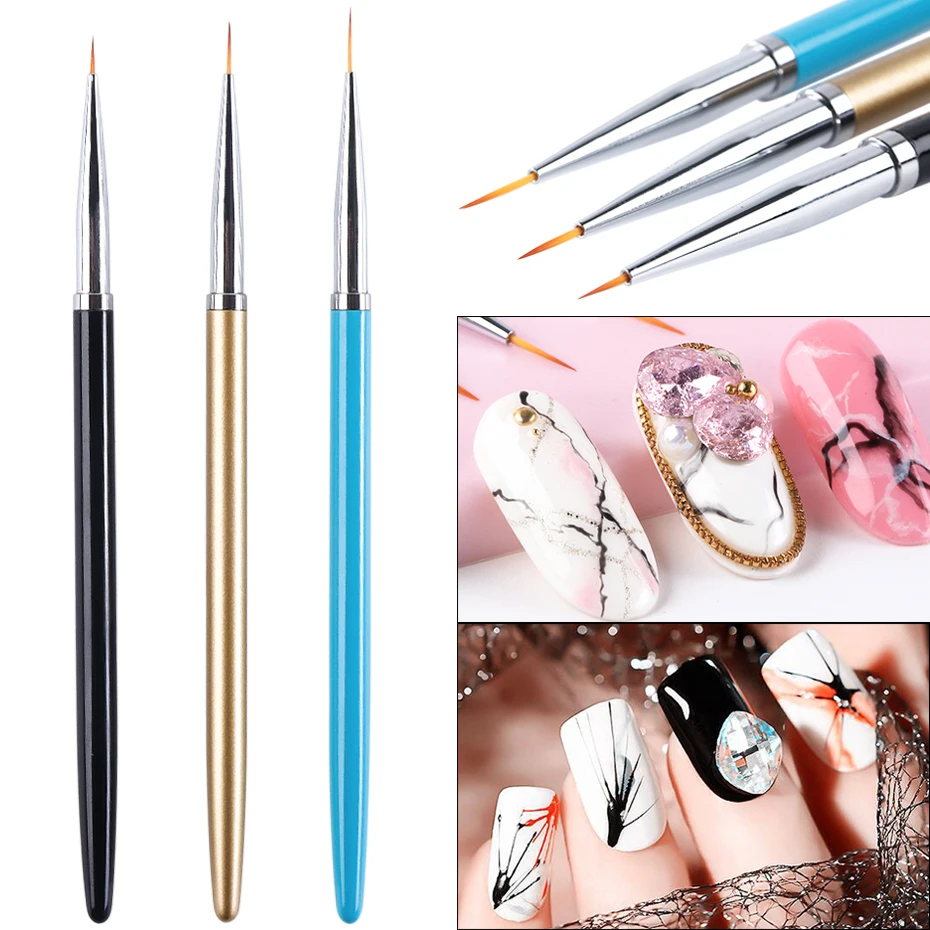 3 шт./компл. Профессиональная подводка для дизайна ногтей ручка рисования черного