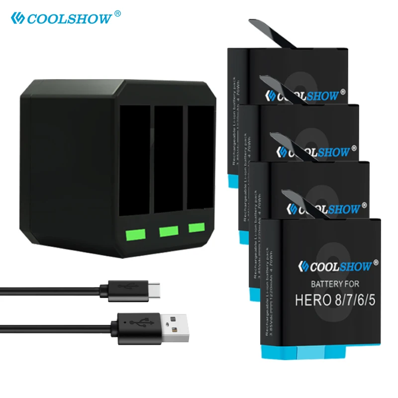 Для GoPro Hero 8 7 6 5 Black AHDBT 801 701 601 501 Аккумулятор для камеры 1220 мАч Зарядное