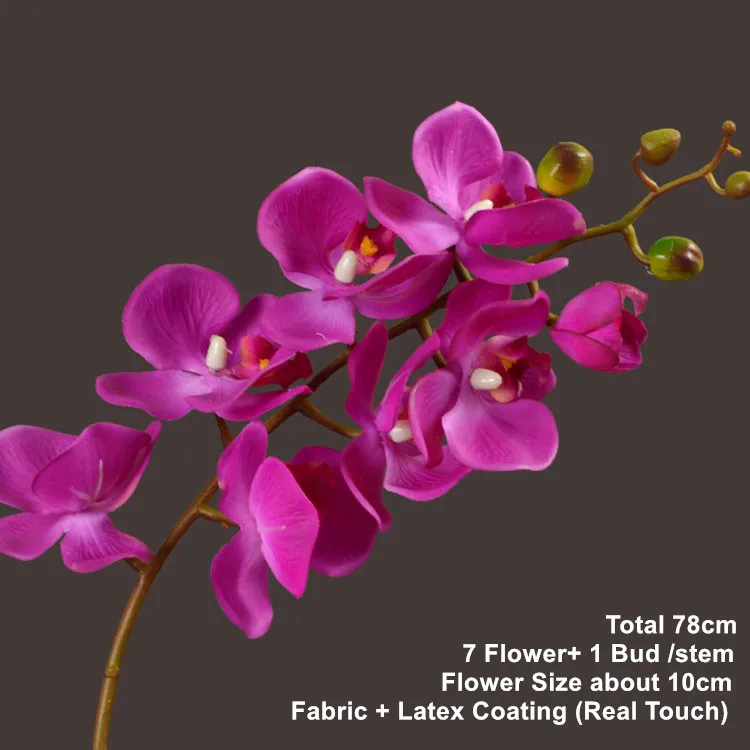 

INDIGO- (5Pcs Orchid +3Pcs Leaf) DIY Flower Arrangment Butterfly Purple Moth Orchid Real Touch Home Office Table Decoration