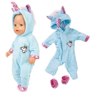 43 см Одежда для куклы для новорожденных, красный и розовый единорог, 18 дюймов, Одежда для куклы для девочек, аксессуары для детского праздника, подарок на день рождения