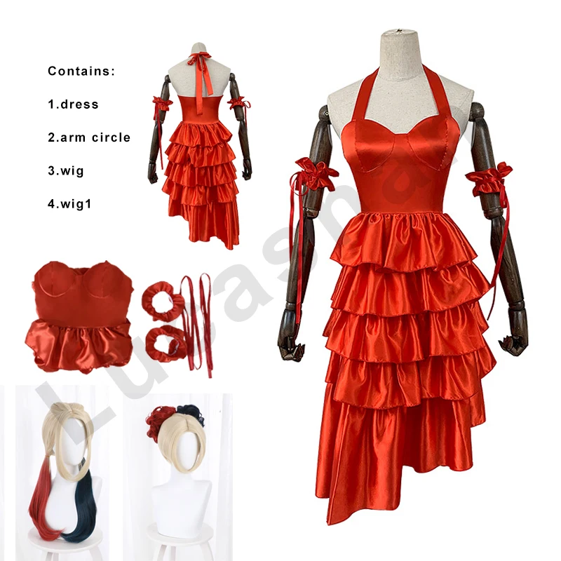 

Harleen Harley Cosplay Costumes Quinn Dresses Wig Woman Skirt Fancy Birthday Dress Skirts Halloween Carnival Party Sexy Costumes