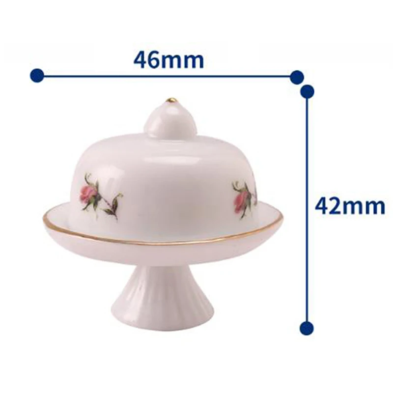 

1pc Ceramics DIY Miniature Dollhouse Cake Dish Cover Kitchen Accessories Sets Baby Kids Gift