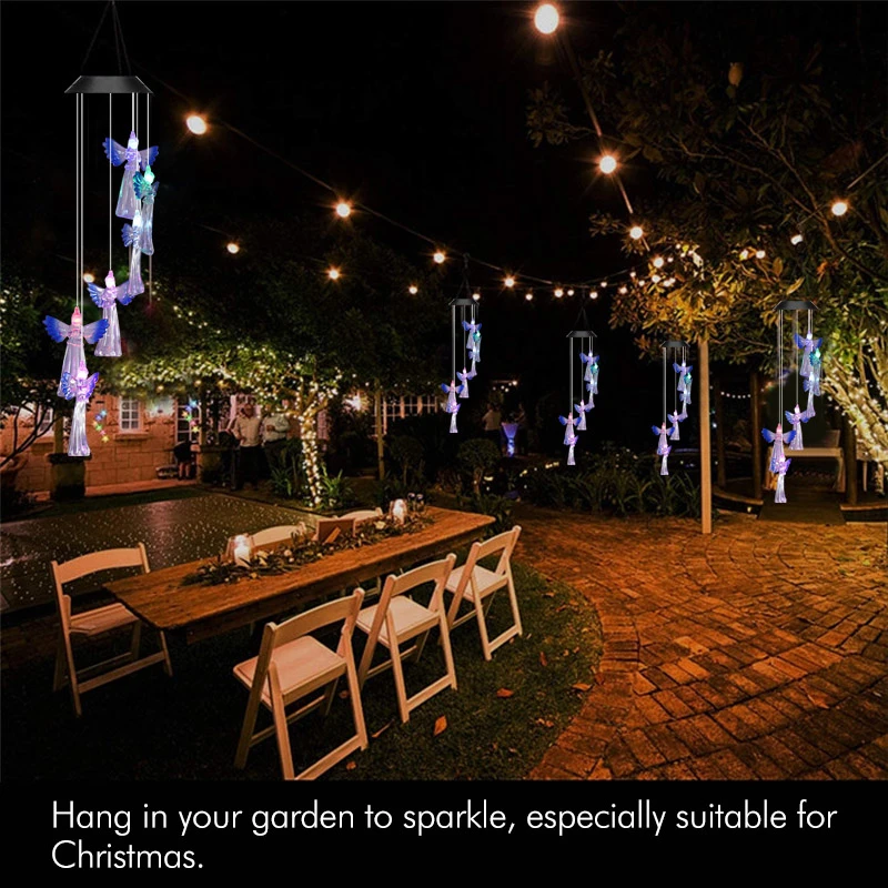 Ветряная колокольчика на солнечной батарее подвесной водонепроницаемый