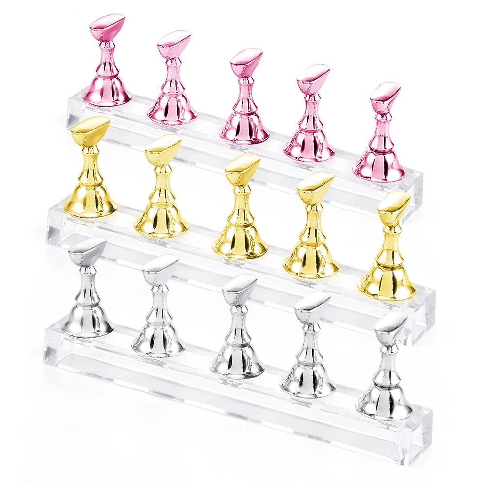 

5 pcs /set False Nail Tips Display Stand Holder Set Magnetic Clear Showing Shelf Practice Holders Manicure Nail Salon Tools