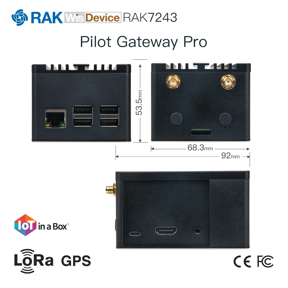 RAK7243 пилотный шлюз Pro Raspberry Pi 3B + SX1301 внутренний модуль LoRaWan с концентратором RAK2245 LoRa