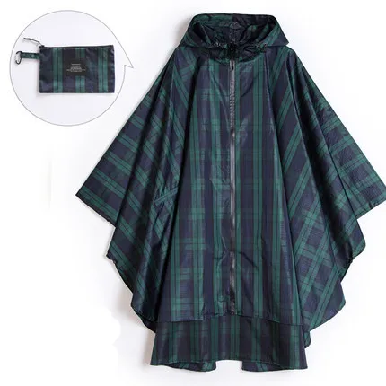 Green plaid Дождевик для женщин и мужчин водонепроницаемый рюкзак, дождевик на открытом воздухе для пешего туризма Дождевик Пончо Куртка Плащ capa de chuva Chubasqueros - Цвет: Green plaid
