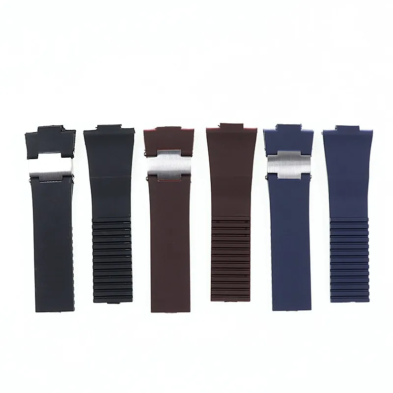 

25mm*12mm Black Brown Blue Waterproof Silicone Rubber Strap Folding Buckle Wristband Strap Bracelet For Ulysse Nardin Watch Band