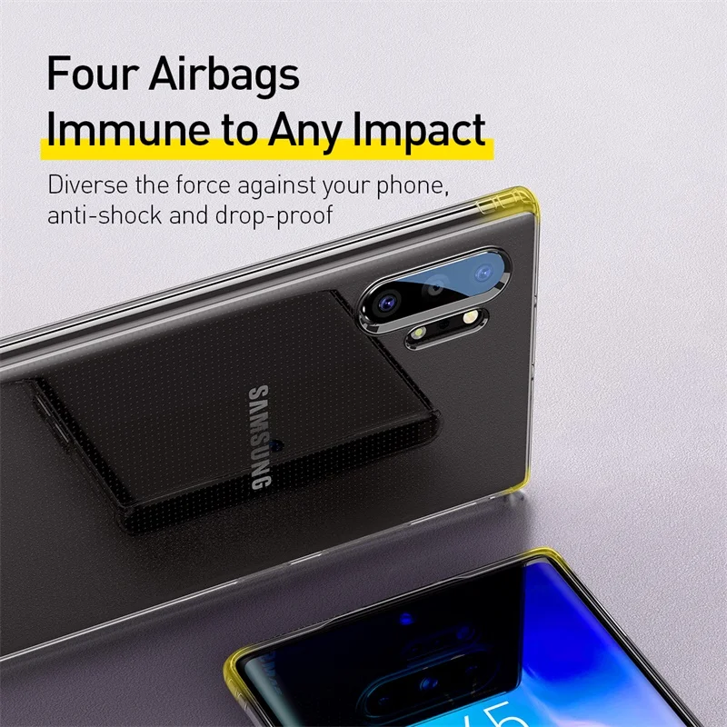 Baseus Transparent TPU Shockproof Phone Case For Samsung Galaxy Note10 Plus Anti-fall Protection Shell Ultrathin Soft |