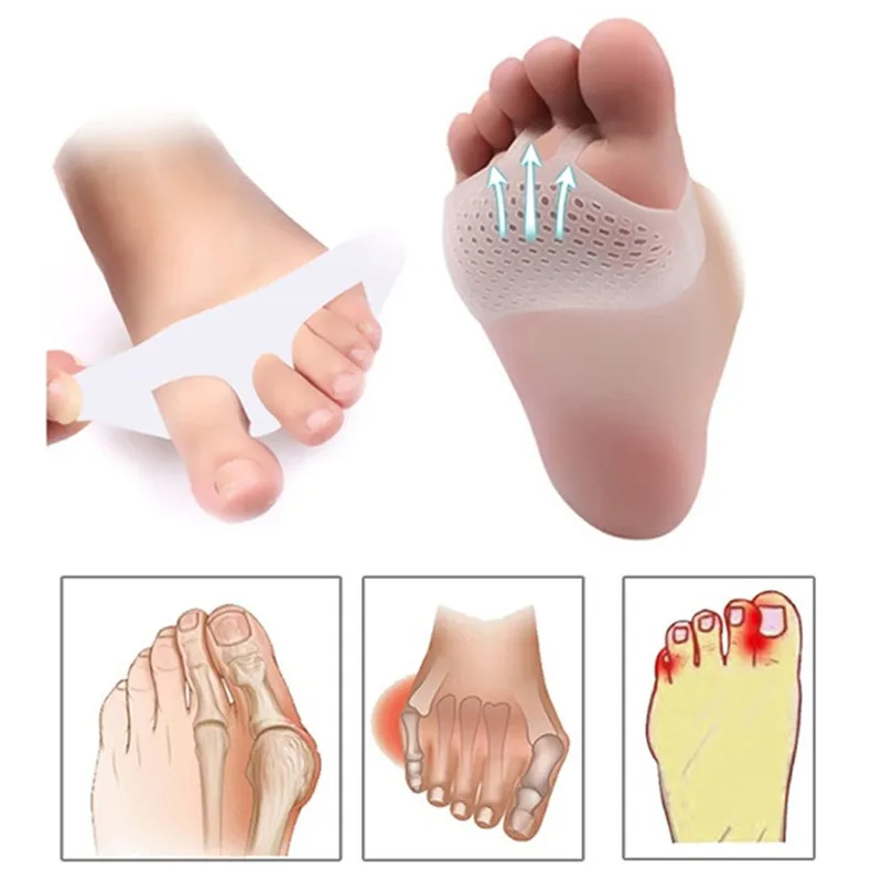 1 пара силиконовых гелевых подушечек для передней части стопы дышащие мягкие