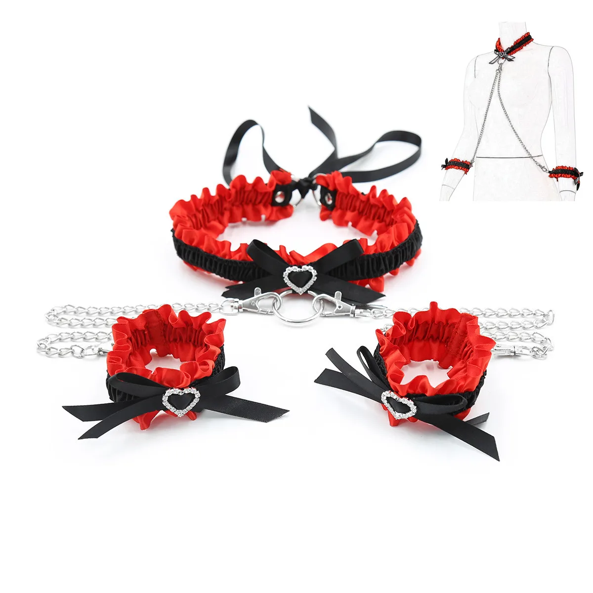 Эротические кружевные наручники шея аксессуары для воротника с металлической