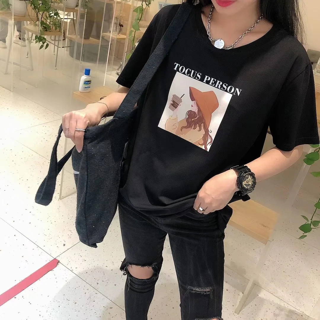 

Dongjinge clothing store women's short sleeve bottoming Korean version of the new tide brand loose wild skin-friendly jacket ins
