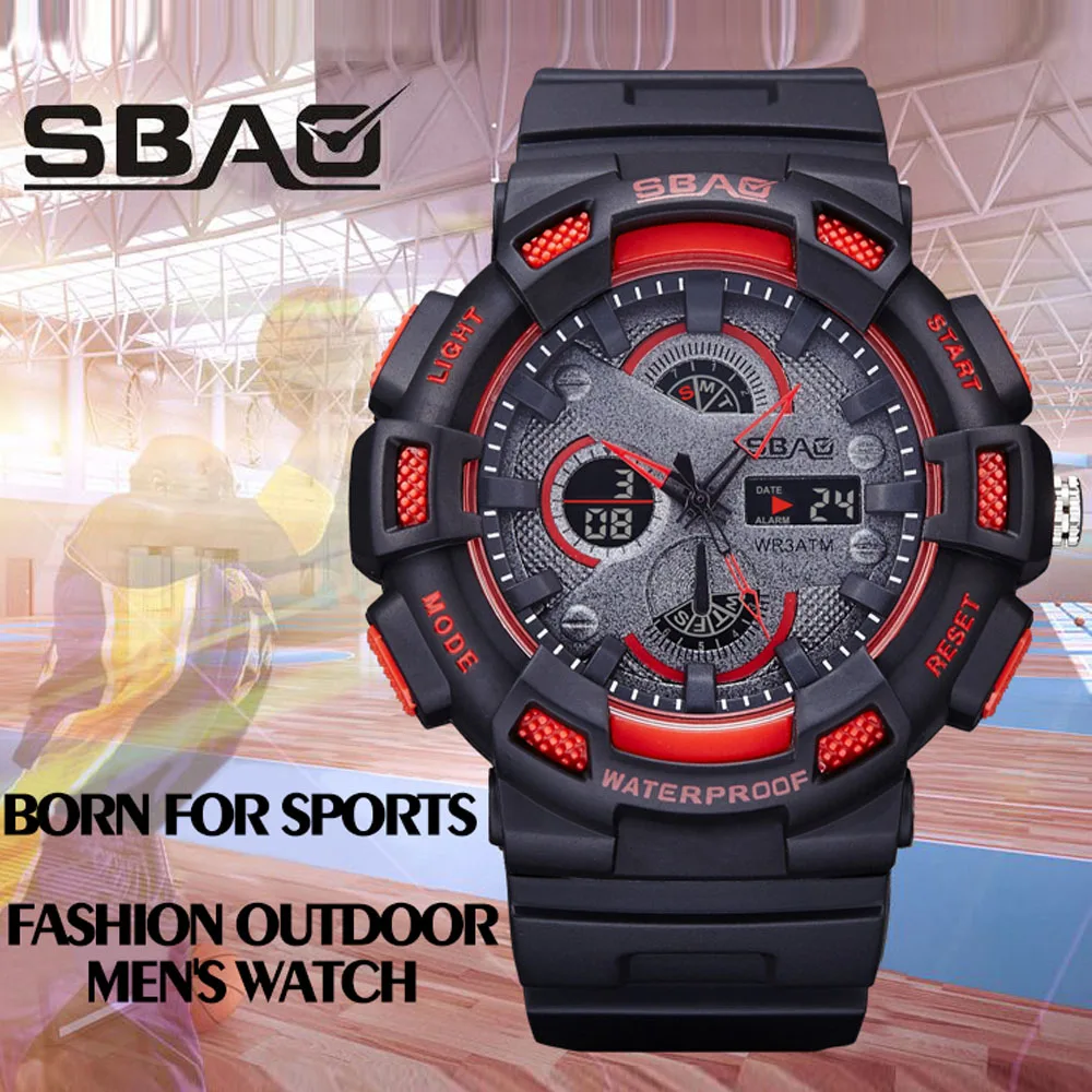 

SBAO Sport Watch Men Top Luxury Brand Military 30M Waterproof Wristwatch Clock Men's LED Digital Watches Relogio Masculino