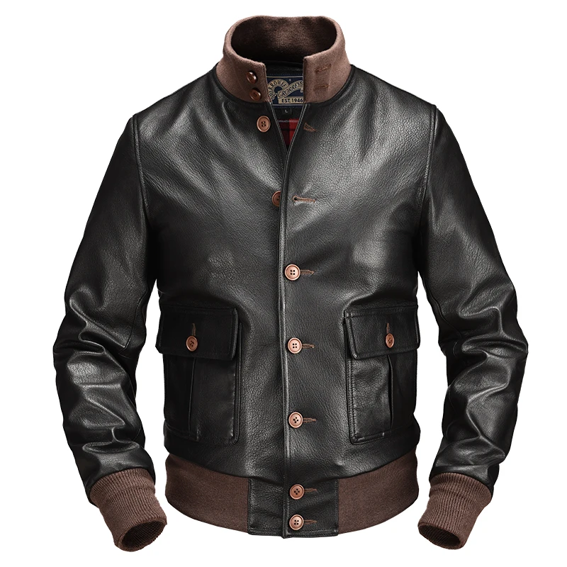 

Real Leather Jacket Men Natural 100% Sheepskin Genuine Leather Coat 2021 Luxury Autumn Winter Vintage Casual Male Outwear Tops