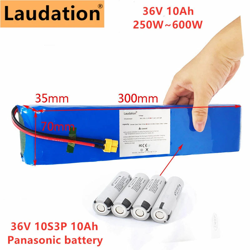 

Laudation 36v lithium Battery 10s3p 10AH Panasonic 18650 Li-ion Battery Built-in 10s BMS For Electric Scooter Folding ebike