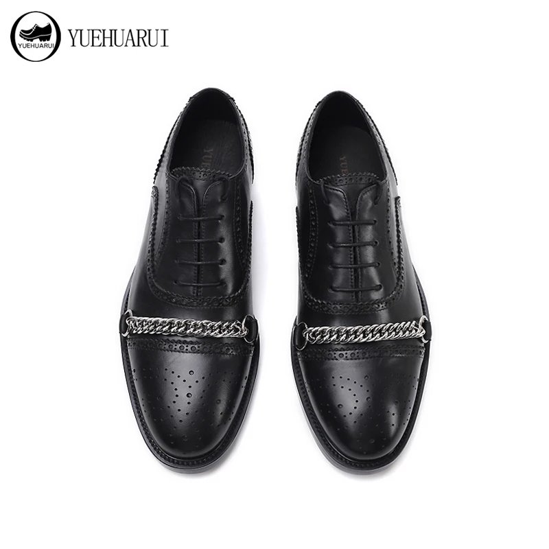 Туфли на шнуровке с толстым каблуком из материала под бычью кожу мужские