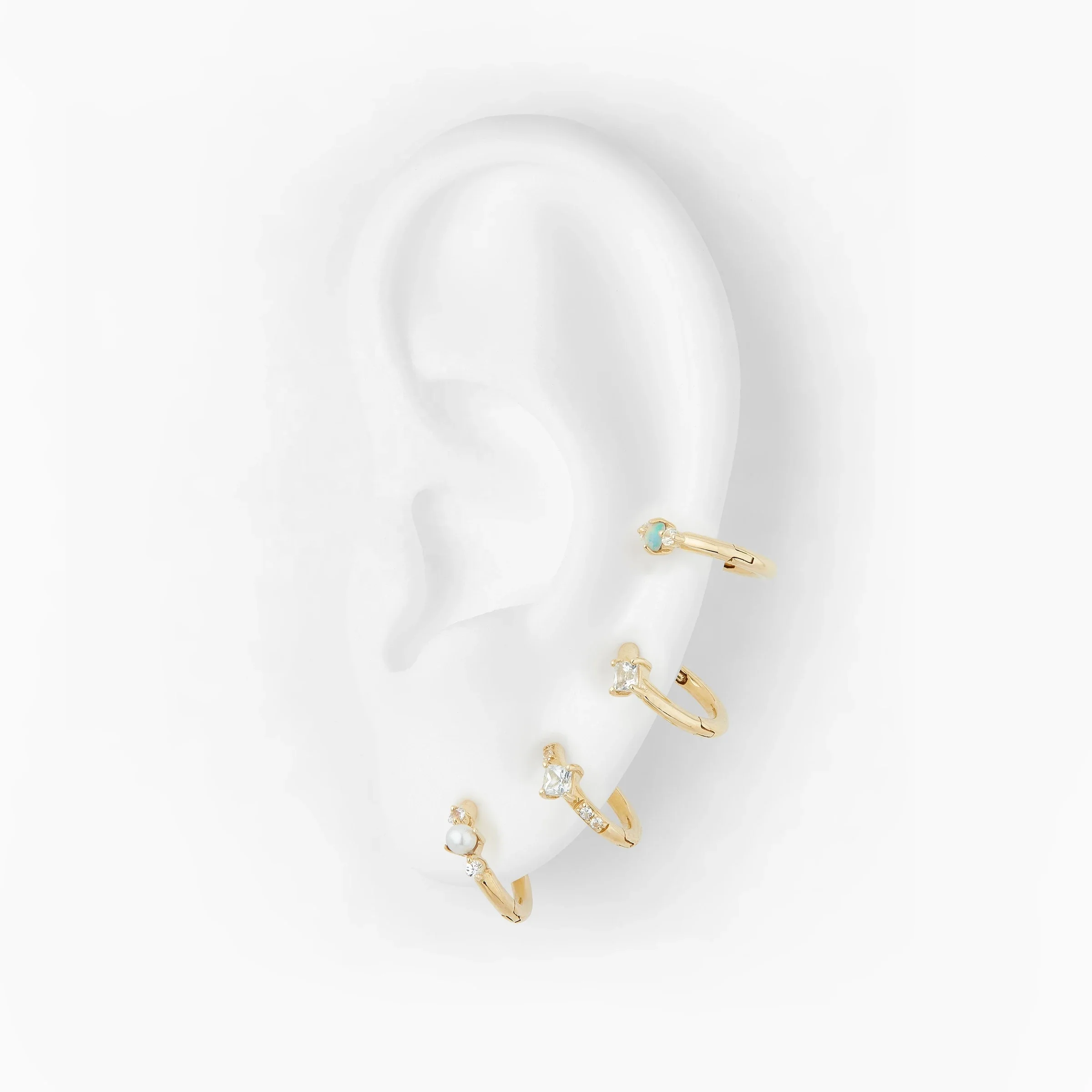 

LOZRUNVE Fashion 925 Sterling Silver Delicate Two Stones Dangling Colorful CZ Huggie Hoop Earring 2020