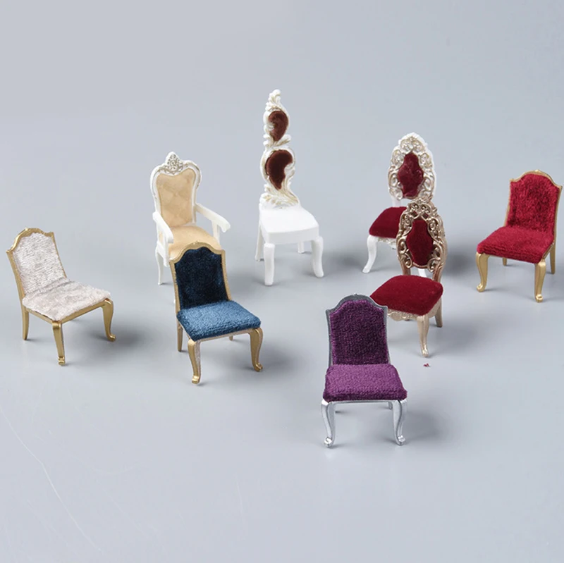 

1/12 Dollhouse Miniature Chair Furniture European Style Stool Chair Doll Decor
