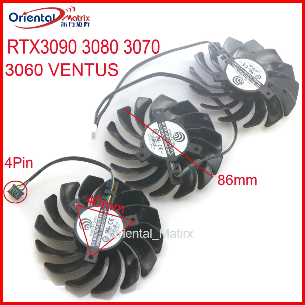 3pcs/lot PLD09210S12HH 86mm DC12V 0.40A 4Pin VGA Fan For MSI RTX3090 RTX3080 RTX3070 RTX3060 VENTUS Graphics Card Cooling Fan