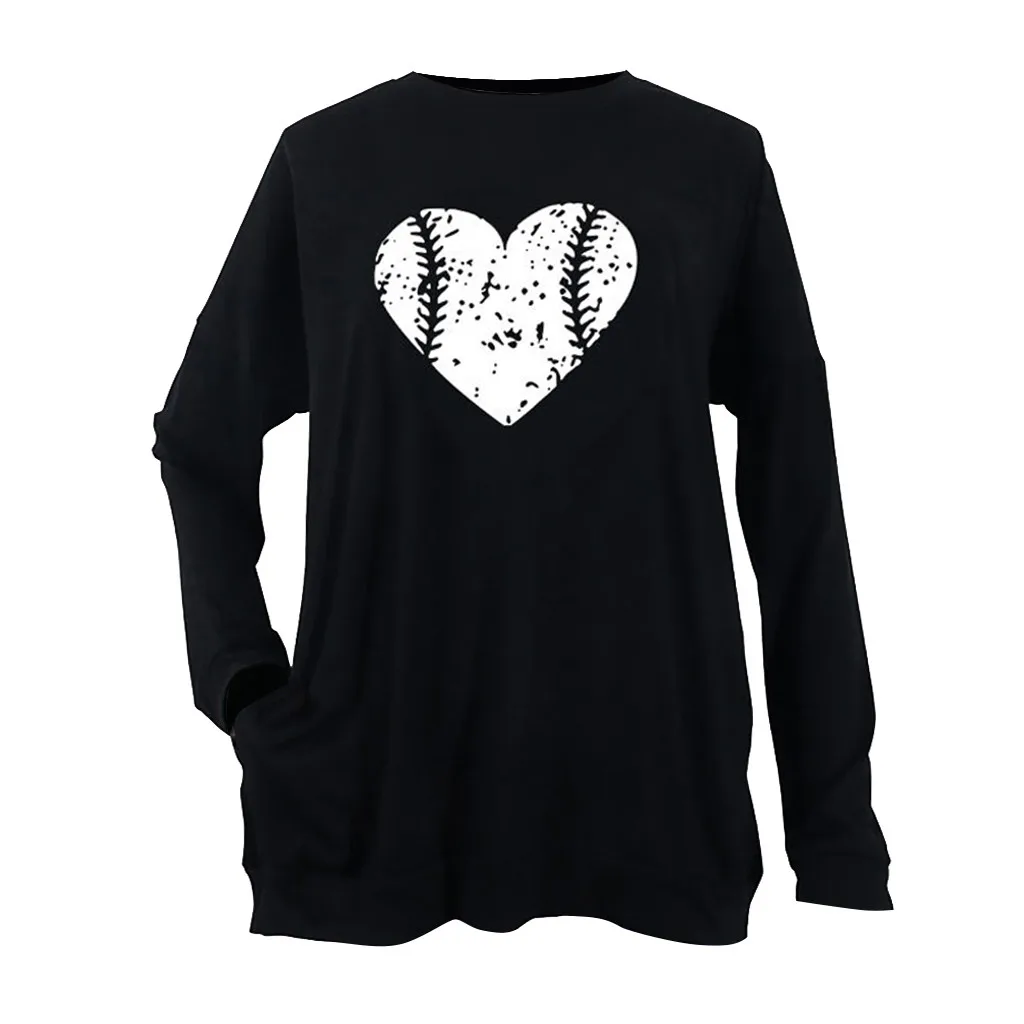 

women sweatshirt Womens Long Sleeve Love pattern Round Collar Pocket Sweater Blouse Tops sweatshirt women free shipping 20826