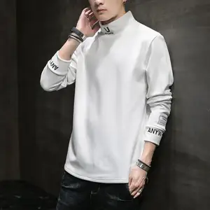 Men's autumn/winter t-shirt 2021 new trend Korean version of de velvet loose long-sleeved top clothes young men's clothing trend 10 item image