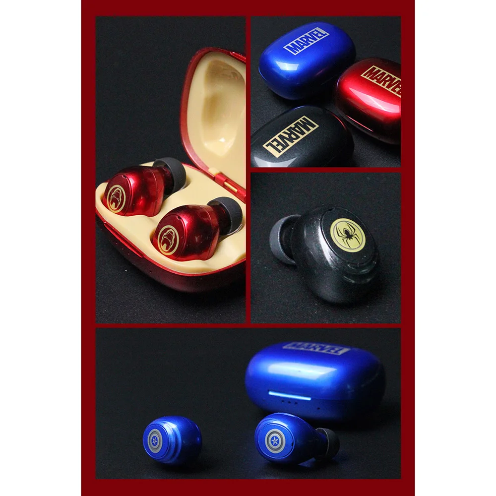 Беспроводные наушники Marvel Certified Bluetooth V5.0 Earbuds Iron Man TWS с поддержкой связи двух мобильных телефонов Captain America.