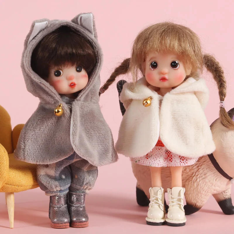 Новинка накидка для кукол ob11 Одежда 1/12BJD с котятами и ушками Рождественская