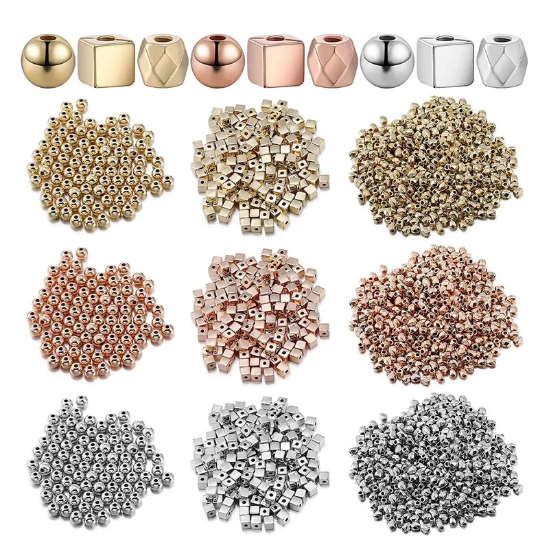 

1500 Faceted Rondelle Cube Spacer Column Bead, 900 Round Ball Spacer Bead, 600 Square Spacer Bead for DIY Jewelry